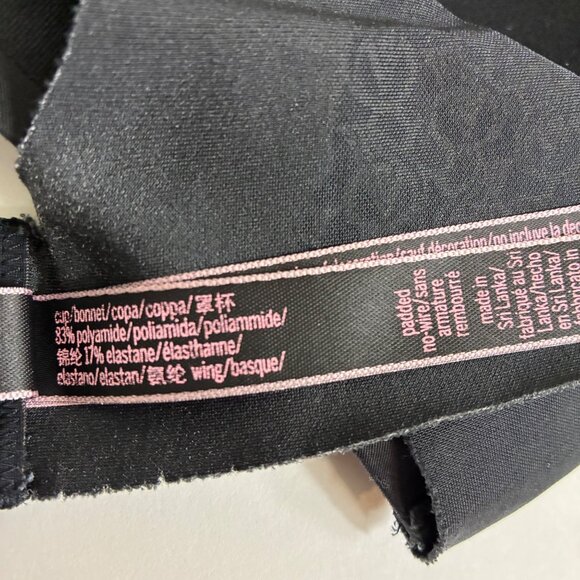 VTG Y2K Victoria’s Secret Padded No Wire Bra Black Satin 34D Minimalist - Picture 7 of 7